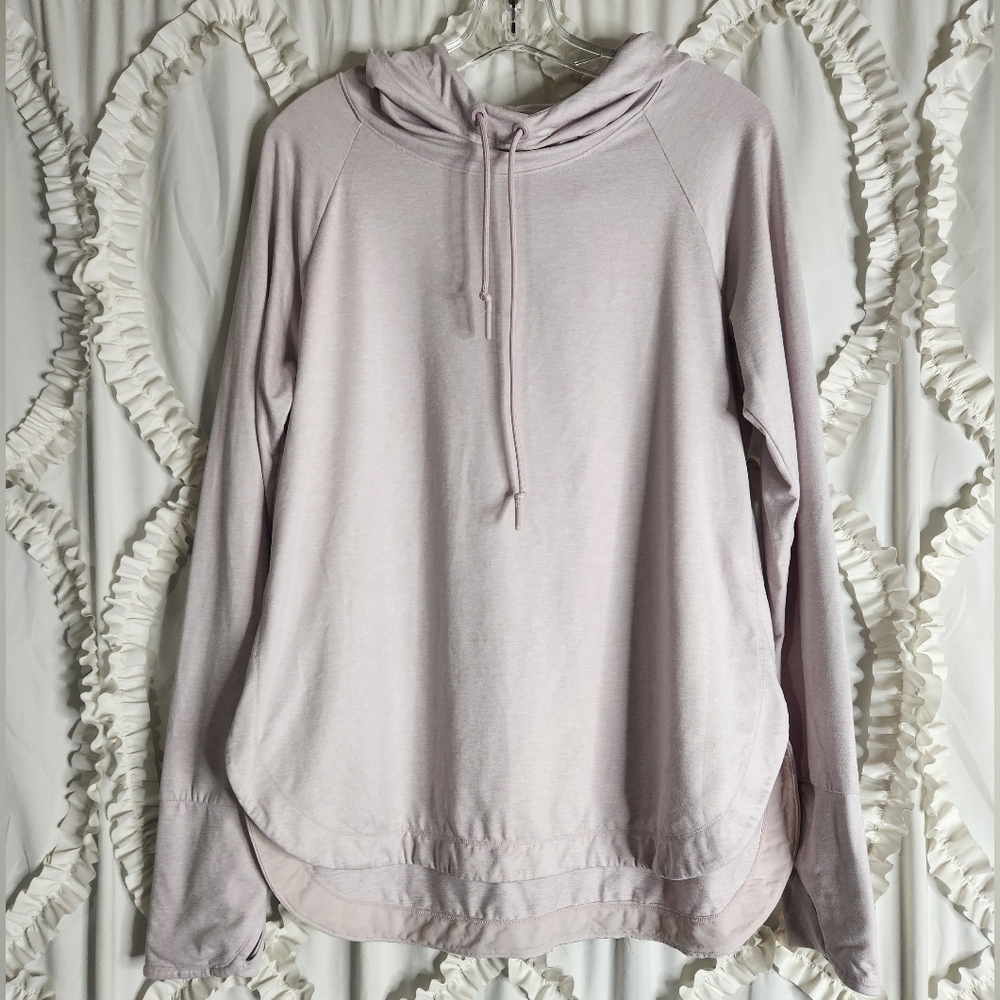 Athleta Womens Medium Pink Tan Uptempo Hoodie Sweatshirt Pullover Sz Large
